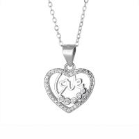 Cubic Zircon Micro Pave 925 Sterling Silver Necklace, with 1.18inch extender chain, Heart, fashion jewelry & different styles for choice & micro pave cubic zirconia & for woman, nickel, lead & cadmium free, 14.4x19.3mm, Length:Approx 16.53 Inch, Sold By PC