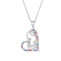 Cubic Zircon Micro Pave 925 Sterling Silver Necklace, with 1.18inch extender chain, Heart, fashion jewelry & different styles for choice & micro pave cubic zirconia & for woman, nickel, lead & cadmium free, 17.5x21.5mm, Length:Approx 16.53 Inch, Sold By PC