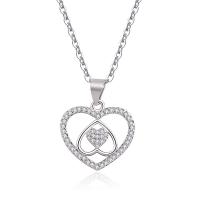 Cubic Zircon Micro Pave 925 Sterling Silver Necklace with 1.18inch extender chain Heart fashion jewelry & micro pave cubic zirconia & for woman nickel lead & cadmium free Length Approx 16.53 Inch Sold By PC