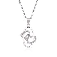 Cubic Zircon Micro Pave 925 Sterling Silver Necklace, with 1.18inch extender chain, fashion jewelry & different styles for choice & micro pave cubic zirconia & for woman, nickel, lead & cadmium free, 15x22mm, Length:Approx 16.53 Inch, Sold By PC