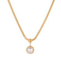Stainless Steel Jewelry Necklace 304 Stainless Steel with Plastic Pearl with 1.97inch extender chain plated fashion jewelry & for woman golden Sold Per Approx 16.54 Inch Strand