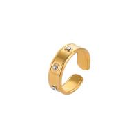 Rhinestone нержавеющей стали палец кольцо, Нержавеющая сталь 304, Другое покрытие, ювелирные изделия моды & Мужская & со стразами, Золотой, продается PC