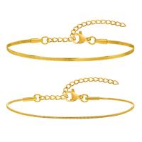 Stainless Steel Jewelry Bracelet, 304 Stainless Steel, Vacuum Ion Plating, 2 pieces & fashion jewelry & for woman, golden, Length:Approx 5.9 Inch, Sold By Set
