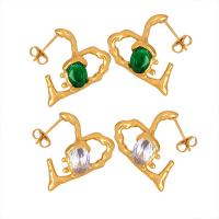 Titanium stål øreringe, Heart, mode smykker & for kvinde, flere farver til valg, 23x21mm, Solgt af par
