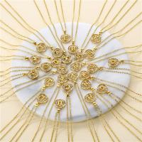 Collier de bijoux en acier inoxydable, Acier inoxydable 304, avec 1.97inch chaînes de rallonge, styles différents pour le choix & pavé de micro zircon & pour femme, doré, 20x13mm, Vendu par Environ 15.75 pouce brin