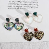 Resin Øreringe, med White Shell & Abalone Shell, Heart, mode smykker & for kvinde, Solgt af par