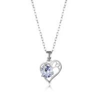 Stainless Steel Jewelry Necklace 304 Stainless Steel with Cubic Zirconia & Brass with 1.97inch extender chain Heart fashion jewelry & for woman silver color Sold Per Approx 15.75 Inch Strand
