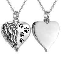 Нержавеющая сталь 304 Синерарная шкатулка ожерелье, Сердце, Мужская, оригинальный цвет, 20x27mm, длина Приблизительно 45 см, продается PC