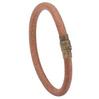 PU Leather Bracelet with Zinc Alloy antique bronze color plated vintage & for man brown 6mm Sold By PC