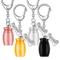 304 Stainless Steel Cinerary Casket Key Chain, Jar, Vacuum Ion Plating, can open and put into something & Unisex, more colors for choice, 19.80x69.80mm, Sold By PC