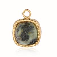 Titanium Steel Pendant with Natural Stone & turquoise gold color plated DIY & hollow Sold By PC