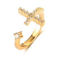 Brass Cuff Finger Ring gold color plated DIY & micro pave cubic zirconia nickel lead & cadmium free 17~21mm Sold By PC