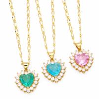 Cubic Zircon Micro Pave Brass Necklace, with 5cm extender chain, Heart, plated, fashion jewelry & micro pave cubic zirconia, more colors for choice, nickel, lead & cadmium free, 23x17mm, Length:45 cm, Sold By PC