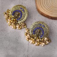 Tibetan Style Stud Earring, with Plastic Pearl, plated, fashion jewelry & for woman & with rhinestone, more colors for choice, nickel, lead & cadmium free, 45x45mm, Sold By Pair