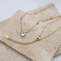 Stainless Steel Jewelry Necklace 304 Stainless Steel with Cubic Zirconia with 5cm extender chain Heart plated fashion jewelry & for woman gold nickel lead & cadmium free Length Approx 43 cm Sold By PC