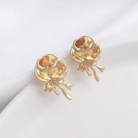 Brass Stud Earring Rose real gold plated for woman gold Sold By Pair