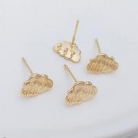Brass Earring Post, cobre, Nuvem, banhado a ouro genuino, DIY & para mulher, dourado, 11x7mm, vendido por par