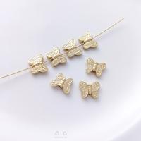 Brass Spacer Beads, Butterfly, real gold plated, DIY, gold, 10.50x8.40x3mm, Sold By PC