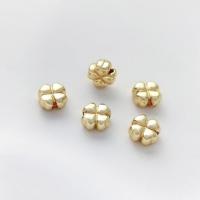 Brass Spacer Beads, Four Leaf Clover, real gold plated, DIY, golden, 8x4mm, Approx 10PCs/Lot, Sold By Lot