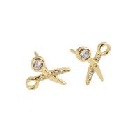 925 Sterling Silver Stud Earrings Scissors plated micro pave rhinestone & for woman Sold By Pair