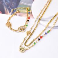 Jewelry Sets, Titanium Steel, with Plastic, with 5cm extender chain, Vacuum Ion Plating, fashion jewelry & for woman, golden, Length:Approx 42 cm, Approx 18 cm, Sold By PC