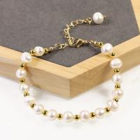 Freshwater Cultured Pearl Bracelet, Freshwater Pearl, with Tibetan Style, with 5cm extender chain, high quality plated, fashion jewelry & different styles for choice & for woman, white, 8mm, Length:Approx 17 cm, Sold By PC
