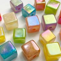 Plated Acrylic Beads Square colorful plated DIY Sold By Bag