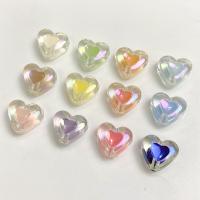 Perles  acrylique plaqué , coeur, Placage coloré, DIY & émail, plus de couleurs à choisir, 15x7mm, Environ 100PC/sac, Vendu par sac