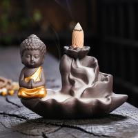 Backflow Incense Burner, Purple Clay, half handmade, for home and office & durable, more colors for choice, 122x95x87mm, Sold By PC