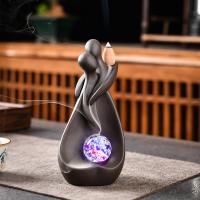 Backflow Incense Burner, Porcelain, handmade, for home and office & durable & with LED light, 205x145x135mm, Sold By PC