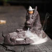 Backflow Incense Burner, Purple Clay, half handmade, for home and office & durable, 215x140x135mm, Sold By PC