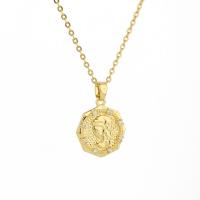 Titanstahl Halskette, 18K vergoldet, Modeschmuck & Micro pave Zirkonia & für Frau, goldfarben, verkauft per ca. 15.75 ZollInch Strang