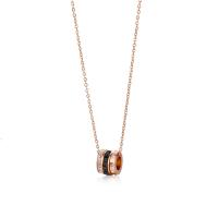 Collier d'acier titane, bijoux de mode & pavé de micro zircon & pour femme, couleur or rose, Vendu par Environ 15.75 pouce brin