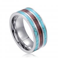 Volfram stål Finger Ring, med turkos, mode smycken & Unisex & olika storlek för val, 8.03x2.40mm, Säljs av PC