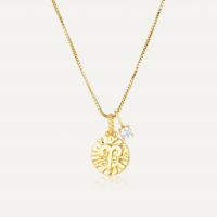 Brass Necklace, with Cubic Zirconia, with 5cm extender chain, Vacuum Ion Plating, fashion jewelry & different designs for choice & for woman, golden, nickel, lead & cadmium free, Length:Approx 45 cm, Sold By PC