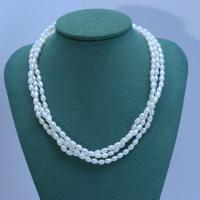 Природное пресноводное жемчужное ожерелье, Пресноводные жемчуги, три слоя & ювелирные изделия моды & Женский, белый, 3.5-4.5mm, длина Приблизительно 45 см, продается PC