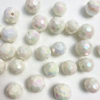 Plated Acrylic Beads Round colorful plated DIY & faceted white Sold By Bag