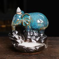 Backflow Incense Burner, Porcelain, Elephant, handmade, for home and office & durable, 116x95x110mm, Sold By PC