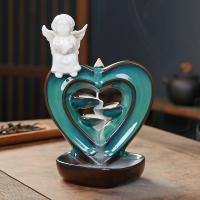 Backflow Incense Burner Porcelain Heart half handmade for home and office & durable Sold By PC