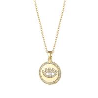 Stainless Steel Jewelry Necklace, 304 Stainless Steel, with 1.97inch extender chain, Vacuum Plating, fashion jewelry & micro pave cubic zirconia & for woman, golden, 22x15mm, Sold Per Approx 15.75 Inch Strand