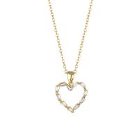 Stainless Steel Jewelry Necklace, 304 Stainless Steel, with 1.97inch extender chain, Heart, Vacuum Plating, fashion jewelry & micro pave cubic zirconia & for woman, golden, 21x17mm, Sold Per Approx 15.75 Inch Strand