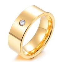 Volfram stål Finger Ring, med 304 rostfritt stål, olika storlek för val & olika stilar för val & micro bana cubic zirconia & för människan, fler färger för val, 8.03x2.40mm, Säljs av PC