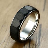 Tungsten Steel Finger Ring, fashion jewelry & Unisex & different size for choice, black, 7x2.70mm, Sold By PC