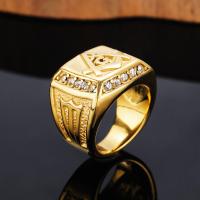 Titanium Steel Finger Ring plated & for man & with rhinestone golden 3mm Sold By PC