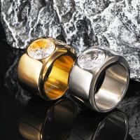 Titanium Steel Finger Ring plated & for man & with rhinestone 14mm Sold By PC