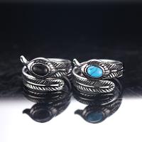 Titanium Steel Finger Ring with turquoise vintage & for man original color Sold By PC