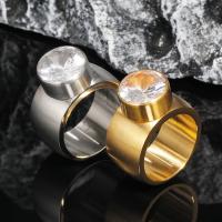 Titantium Steel δάχτυλο του δακτυλίου, Titanium Steel, επιχρυσωμένο, διαφορετικό μέγεθος για την επιλογή & μικρο ανοίξει κυβικά ζιρκονία & για τον άνθρωπο, περισσότερα χρώματα για την επιλογή, Sold Με PC