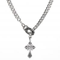 Titanstahl Halskette, Kreuz, poliert, Modeschmuck & für Frau, 38.50mm, Länge:ca. 25.6 ZollInch, verkauft von PC