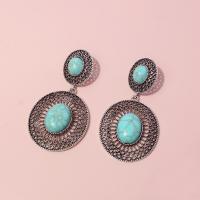 Tibetan Style Drop Earrings, with Resin, fashion jewelry & for woman, nickel, lead & cadmium free, 70x40mm, Sold By Pair