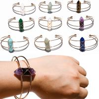 Fer Bracelets, avec pierre gemme, bijoux de mode & différents matériaux pour le choix, plus de couleurs à choisir, 10x32mm, Diamètre intérieur:Environ 60mm, Vendu par PC